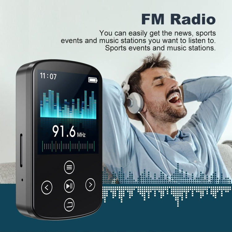 Máy nghe nhạc MP3 Bluetooth HIFI thể thao kẹp màn hình cảm ứng MP4, không có thẻ TF, 8GB, 16GB, 32GB, 64GB, 128GB