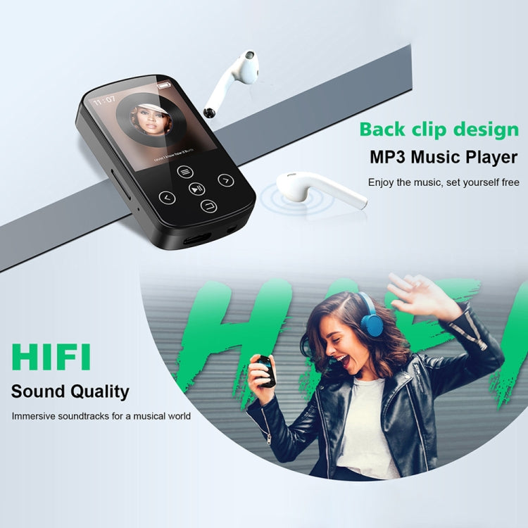Máy nghe nhạc MP3 Bluetooth HIFI thể thao kẹp màn hình cảm ứng MP4, không có thẻ TF, 8GB, 16GB, 32GB, 64GB, 128GB