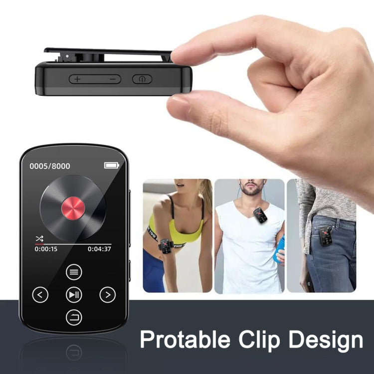 Máy nghe nhạc MP3 Bluetooth HIFI thể thao kẹp màn hình cảm ứng MP4, không có thẻ TF, 8GB, 16GB, 32GB, 64GB, 128GB