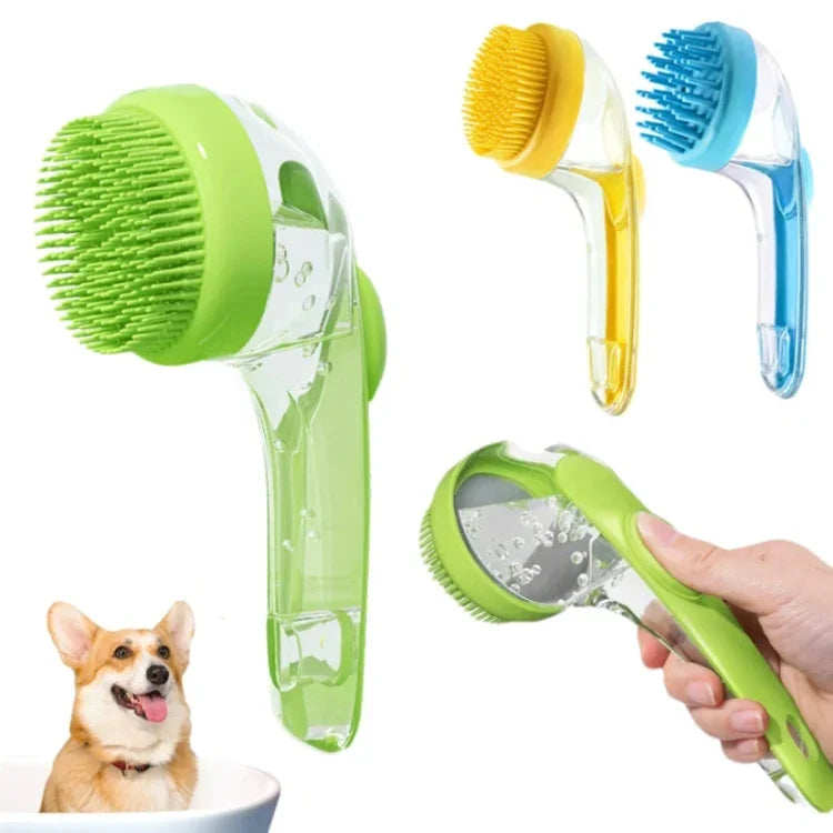 Bàn chải tắm thú cưng cán dài Silicon Chó Mèo Bàn chải massage làm sạch Lược chải lông, Răng mịn Vàng, Răng mịn Xanh dương, Răng mịn Xanh lá, Răng thô Vàng, Răng thô Xanh dương, Răng thô Xanh lá
