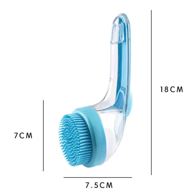 Bàn chải tắm thú cưng cán dài Silicon Chó Mèo Bàn chải massage làm sạch Lược chải lông, Răng mịn Vàng, Răng mịn Xanh dương, Răng mịn Xanh lá, Răng thô Vàng, Răng thô Xanh dương, Răng thô Xanh lá