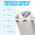 Phụ kiện thay thế nắp ống hút trong suốt cho Stanley 40oz Adventure Quencher, màu đỏ hồng, bộ 4 chiếc màu trắng