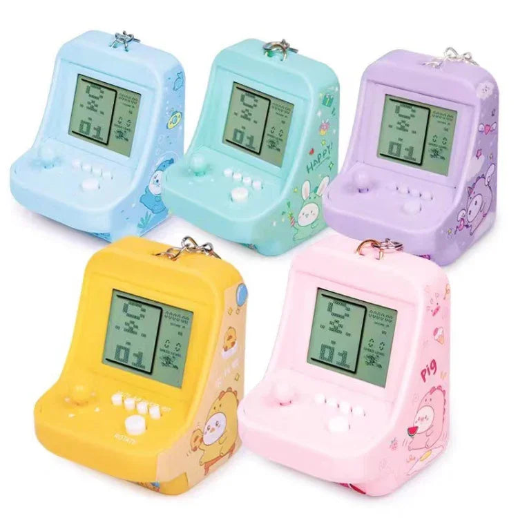Móc khóa máy chơi game arcade mini di động cho trẻ em, đồ chơi xếp hình mini làm quà tặng