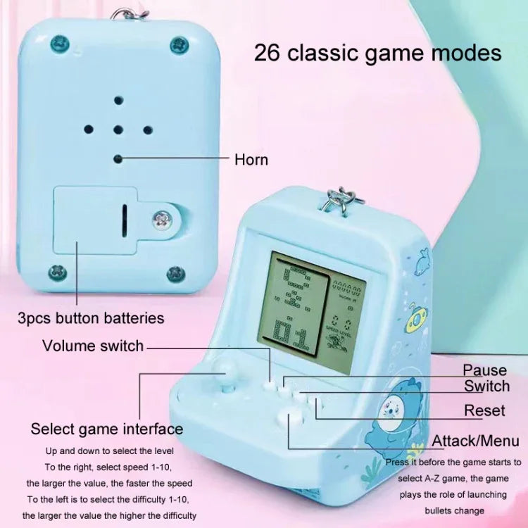 Móc khóa máy chơi game arcade mini di động cho trẻ em, đồ chơi xếp hình mini làm quà tặng
