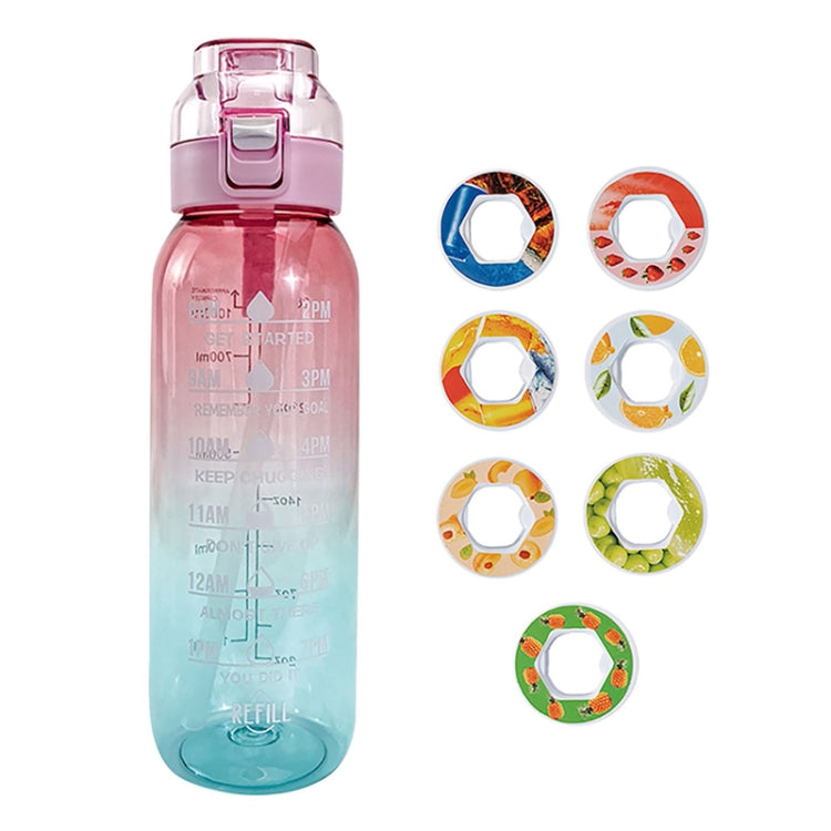 Bình nước trái cây dung tích lớn 1000ml với 7 vòng hương vị, cốc uống nước có ống hút Tritan