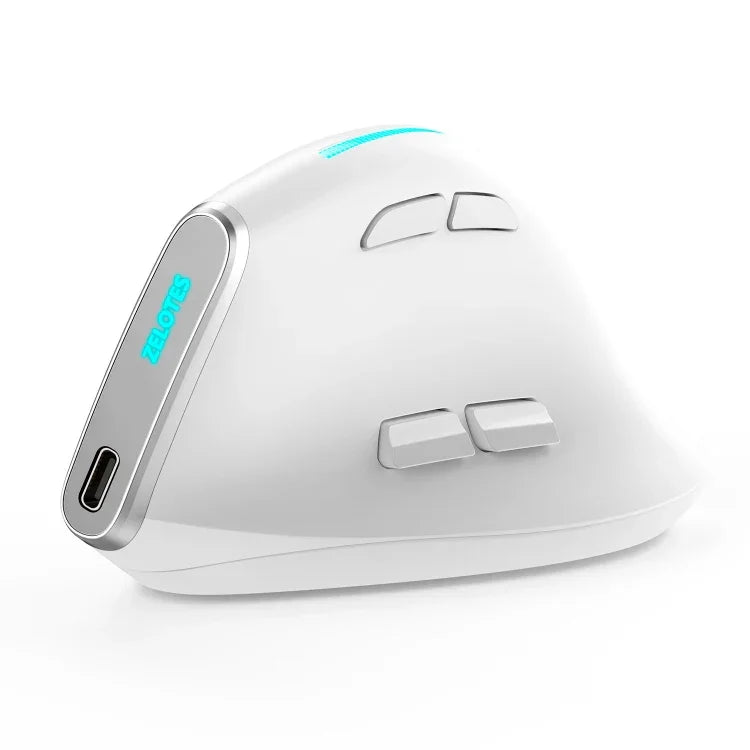 ZELOTES F36 Chuột không dây dọc 9 phím, thiết kế công thái học, lập trình, Bluetooth kép + 2.4G, F36 (Trắng), F36 (Đen)