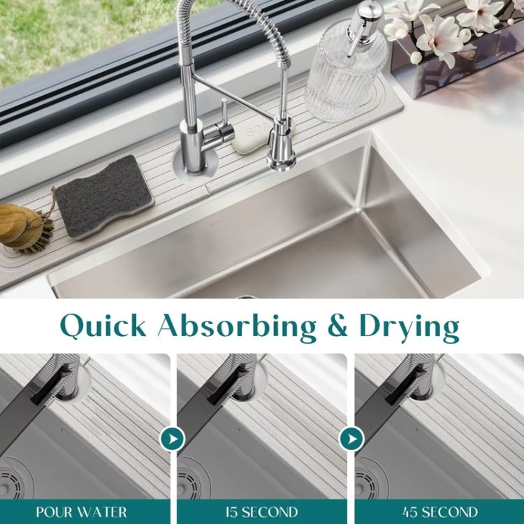 Thảm hút nước đá tảo khô nhanh cho bếp, phòng tắm, vòi nước, bồn rửa, 40x10cm+10x10cm, 60x10cm+10x10cm