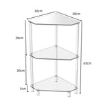 Bàn góc tường acrylic 3 tầng đa giác cho phòng khách, bếp, phòng tắm, lưu trữ, mã YX140