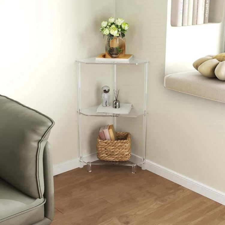Bàn góc tường acrylic 3 tầng đa giác cho phòng khách, bếp, phòng tắm, lưu trữ, mã YX140