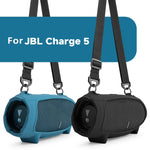 Vỏ silicone cho loa JBL Charge 5 có túi đeo vai, vỏ silicone màu đen, xanh dương