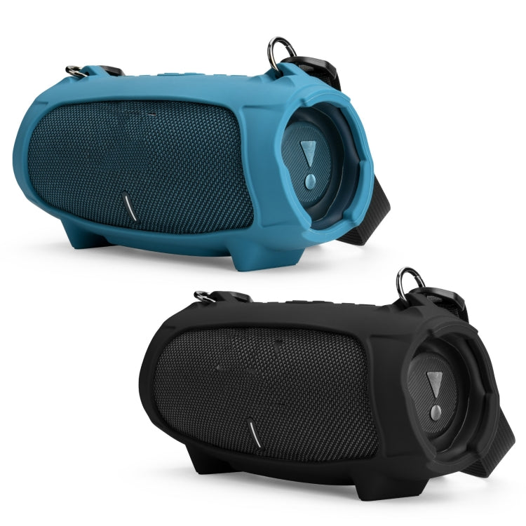 Vỏ silicone cho loa JBL Charge 5 có túi đeo vai, vỏ silicone màu đen, xanh dương
