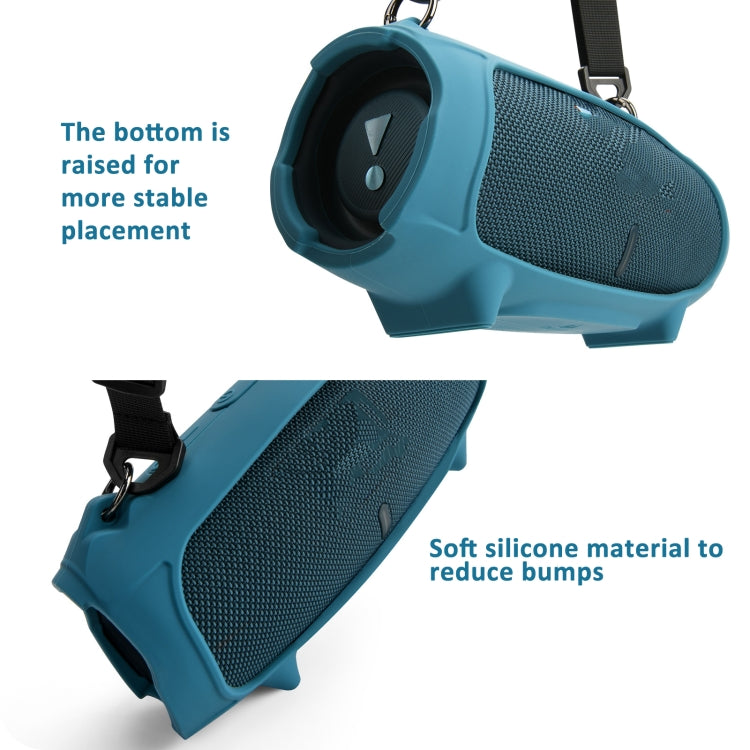 Vỏ silicone cho loa JBL Charge 5 có túi đeo vai, vỏ silicone màu đen, xanh dương