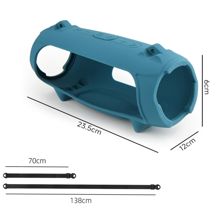 Vỏ silicone cho loa JBL Charge 5 có túi đeo vai, vỏ silicone màu đen, xanh dương
