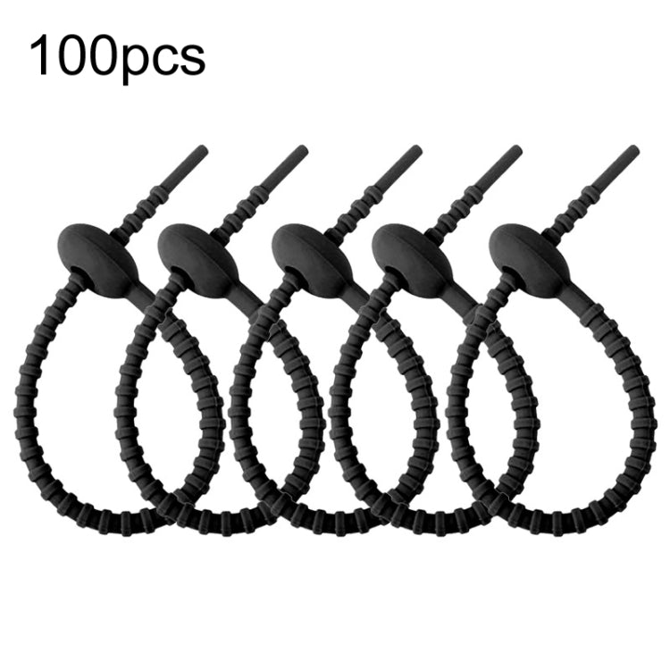 100 Chiếc / Gói Dây Buộc Silicone Đa Năng Kẹp Túi Thực Phẩm Tổ Chức Quấn Dây Cáp, 15cm Màu Đen, 15cm Màu Trắng