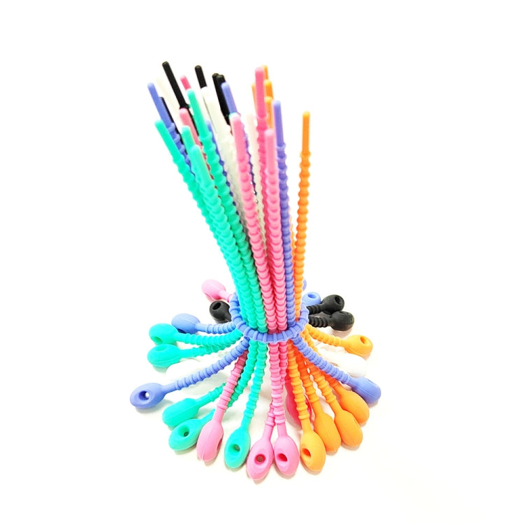100pcs /Pack Silicone Ties Multi-Use Food Bag Clip Data Cable Winder Organizer, 15cm Black, 15cm White