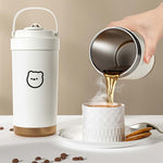 Cốc giữ nhiệt bằng thép không gỉ 316 có thể mang theo cốc cà phê đôi có ống hút, 500ml