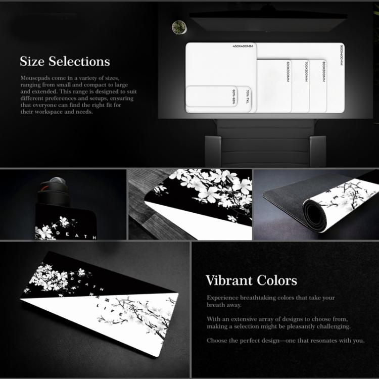 Bàn di chuột cao su chống trượt họa tiết tranh mực hoa anh đào, kích thước 300x600x2mm, 300x700x2mm, 300x800x2mm, 400x900x2mm