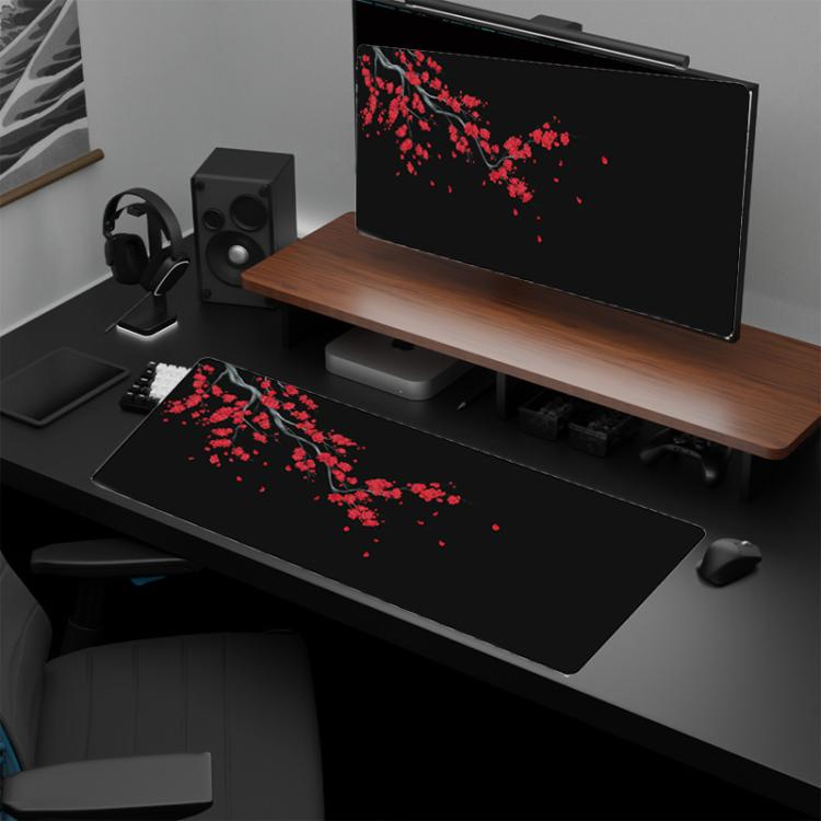 Bàn di chuột cao su chống trượt họa tiết tranh mực hoa anh đào, kích thước 300x600x2mm, 300x700x2mm, 300x800x2mm, 400x900x2mm
