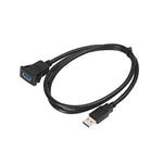 Square Snap-On USB3.0 Compatible 2.0 Car Boat Motorcycle Instrument Panel Extension Cable, 1m
