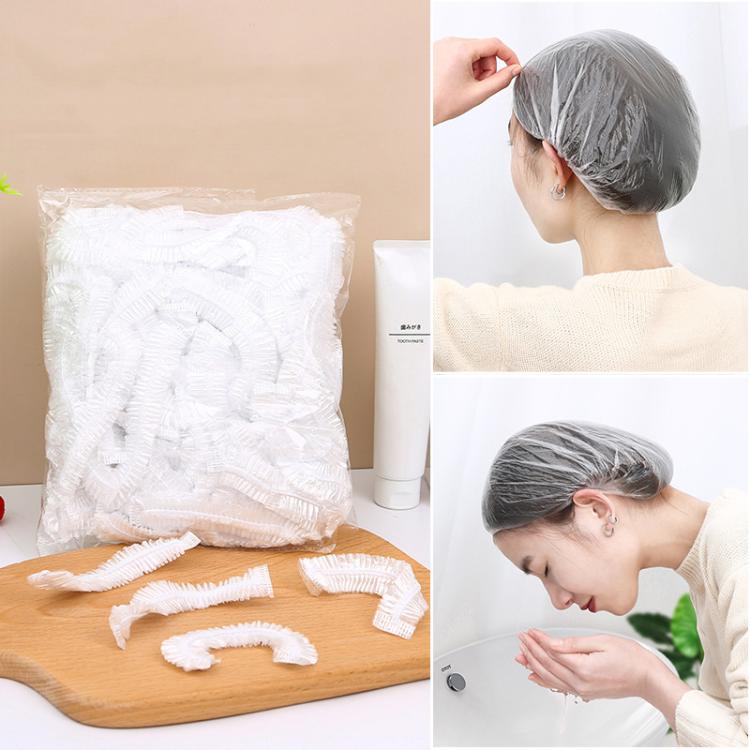 150 chiếc/gói mũ tắm dùng một lần chống thấm nước trong suốt, đường kính 23.5cm, PE