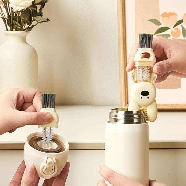 Bàn chải cốc 3 trong 1 hình thỏ đa năng làm sạch rãnh cốc giữ nhiệt với vòng cao su