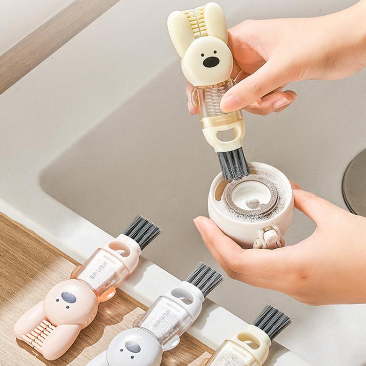 3 In 1 Cup Brush Rabbit Multifunction Crevice Bottle Insulated Mug Groove Rubber Ring Cleaning Brush