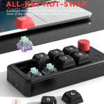 MKESPN Bàn phím cơ chơi game có dây 8 phím, hot-swap, định nghĩa macro, có núm xoay, MKESPN K815A (Đen)