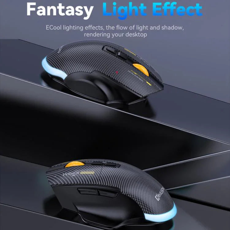 MKESPN W601 Chuột chơi game không dây ba chế độ im lặng, macro, sợi carbon, 12800DPI, Bluetooth