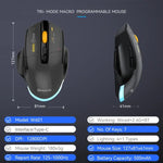 MKESPN W601 Chuột chơi game không dây ba chế độ im lặng, macro, sợi carbon, 12800DPI, Bluetooth