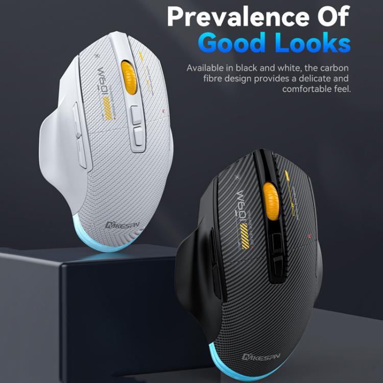 MKESPN W601 Chuột chơi game không dây ba chế độ im lặng, macro, sợi carbon, 12800DPI, Bluetooth