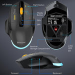 MKESPN W601 Chuột chơi game không dây ba chế độ im lặng, macro, sợi carbon, 12800DPI, Bluetooth