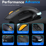 MKESPN W601 Chuột chơi game không dây ba chế độ im lặng, macro, sợi carbon, 12800DPI, Bluetooth