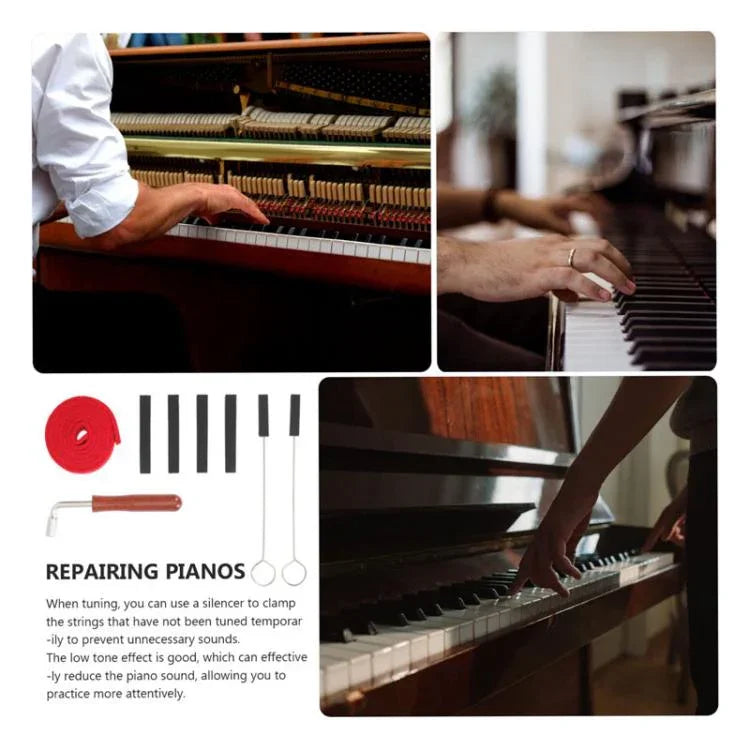 Bộ dụng cụ chỉnh đàn piano gồm băng dừng chỉnh dây, cờ lê, phụ kiện nhạc cụ, màu đen 8 cái/bộ, màu xanh 8 cái/bộ, màu đen 6 cái/bộ, màu xanh 6 cái/bộ