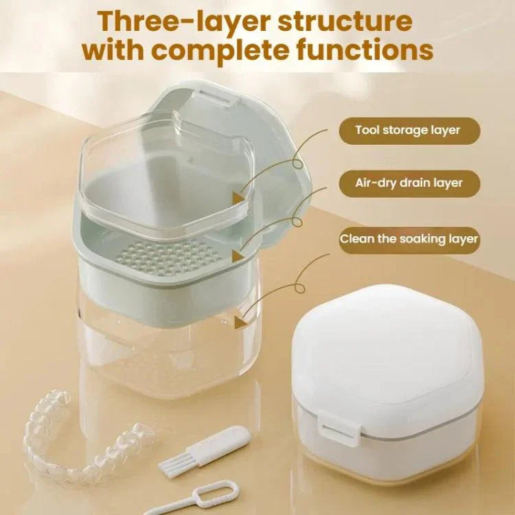 Hộp niềng răng trong suốt, hộp lưu trữ chỉnh nha di động cho hàm giả và niềng răng