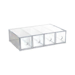 Hộp đựng đồ để bàn acrylic có 4 ngăn kéo, hộp trưng bày kính xếp chồng, hộp đựng cọ trang điểm và văn phòng phẩm, 27x17.5x7.3cm
