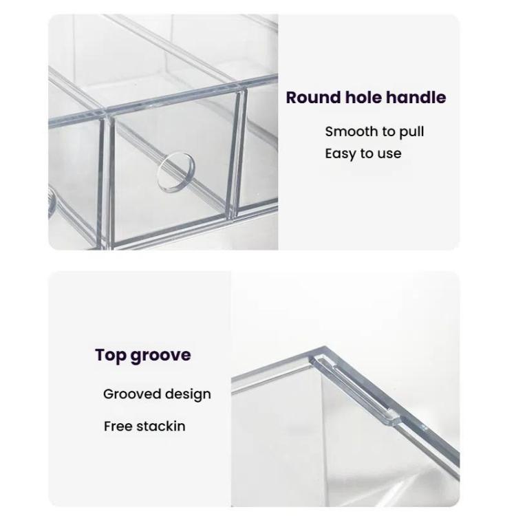 Hộp đựng đồ để bàn acrylic có 4 ngăn kéo, hộp trưng bày kính xếp chồng, hộp đựng cọ trang điểm và văn phòng phẩm, 27x17.5x7.3cm