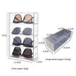 Hộp đựng đồ để bàn acrylic có 4 ngăn kéo, hộp trưng bày kính xếp chồng, hộp đựng cọ trang điểm và văn phòng phẩm, 27x17.5x7.3cm