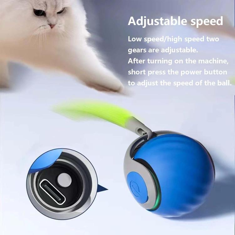 Smart Self Rolling Ball Interactive Cat Toys USB Rechargeable Cat Ball Two Speed Adjustment, TUTU Blue, TUTU Orange