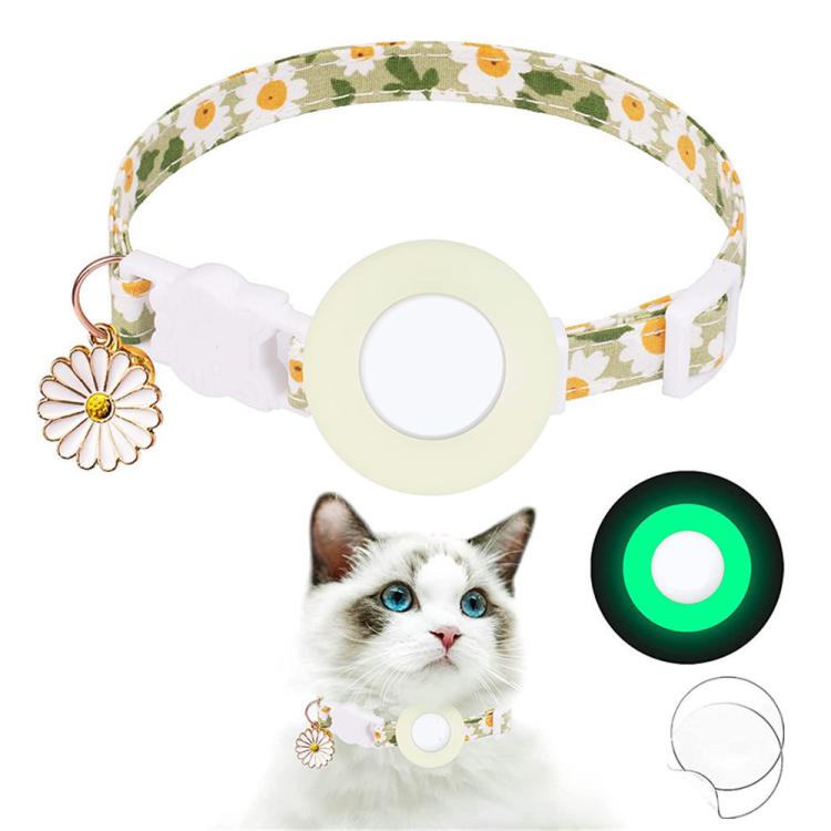 Ốp silicone bảo vệ cho AirTag thế hệ 2 / AirTag thế hệ 1, vòng cổ thú cưng nhỏ hình hoa cúc kèm chuông và phim bảo vệ trước sau