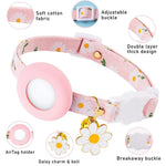 Ốp silicone bảo vệ cho AirTag thế hệ 2 / AirTag thế hệ 1, vòng cổ thú cưng nhỏ hình hoa cúc kèm chuông và phim bảo vệ trước sau