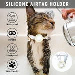 Ốp silicone bảo vệ cho AirTag thế hệ 2 / AirTag thế hệ 1, vòng cổ thú cưng nhỏ hình hoa cúc kèm chuông và phim bảo vệ trước sau