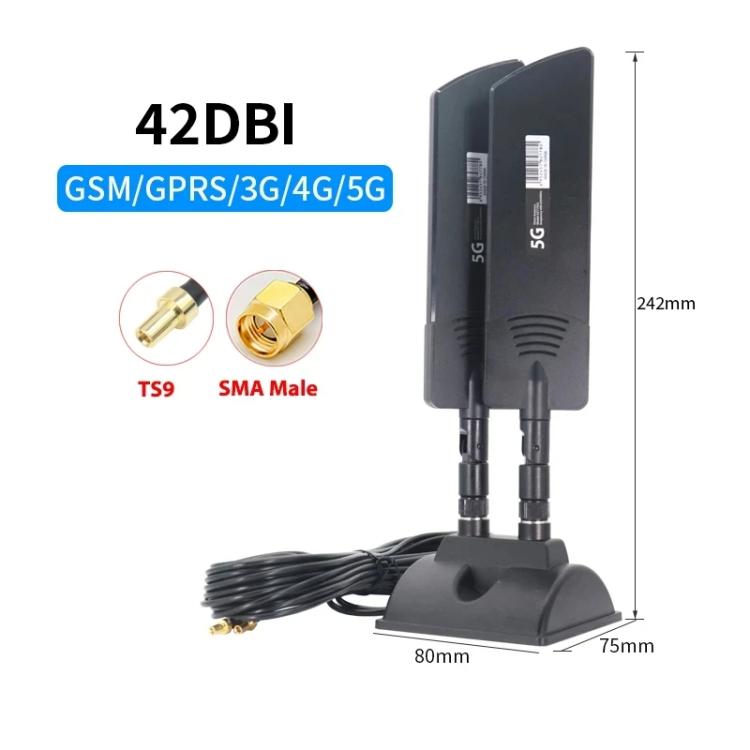 Ăng-ten ngoài 42dbi 5G cho router, tăng phạm vi phủ sóng WiFi ngoài trời, SMA đực màu đen, TS9 đen, SMA đực trắng, TS9 trắng
