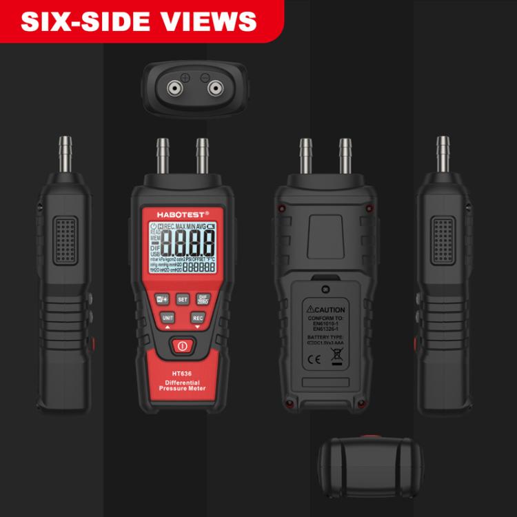 Máy đo áp suất vi sai chính xác cao HABOTEST HT636, máy đo vi áp kỹ thuật số, HT636