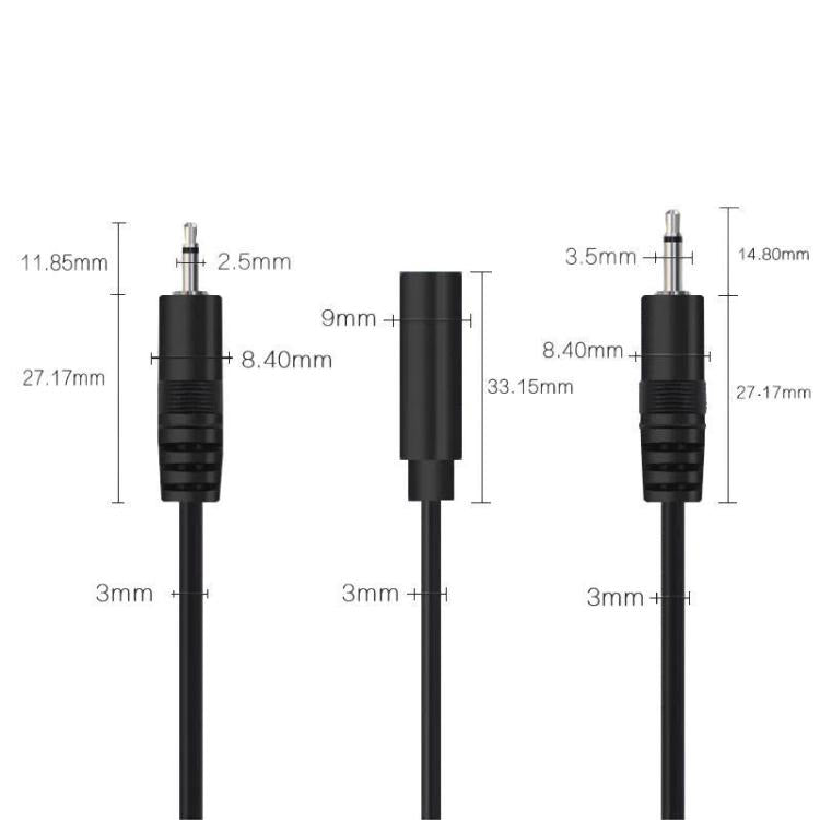 Cáp đơn Mono 2 chân AUX đầu đơn dây loa dây nguồn âm thanh, dài 25cm, đực 2.5mm, cái 2.5mm, đực 3.5mm, cái 3.5mm