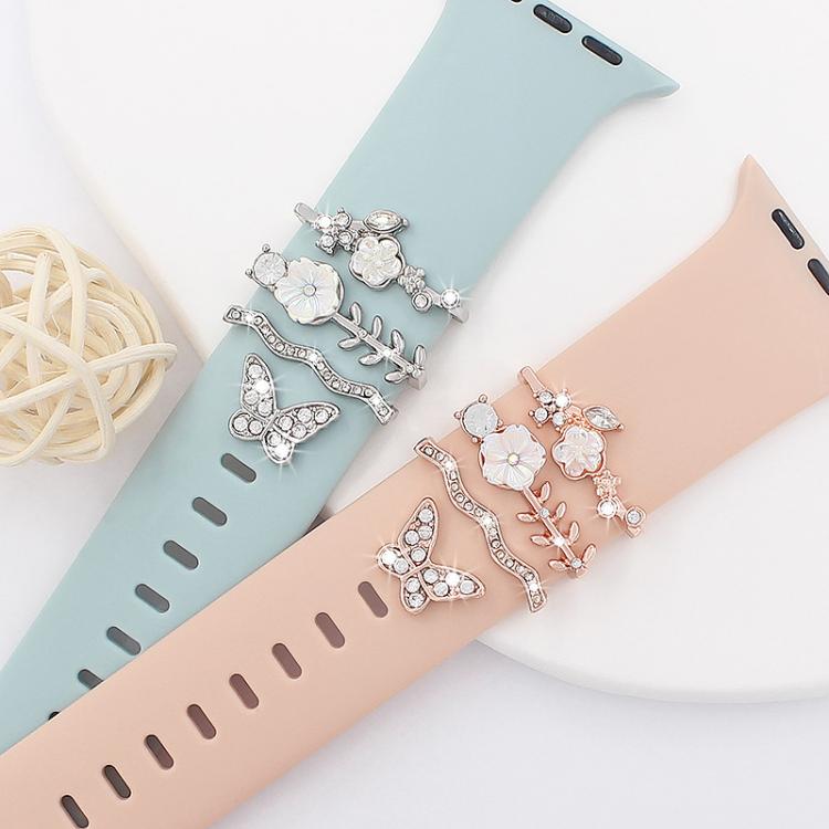 Bộ 4 chiếc / Bộ dây đeo đồng hồ thông minh silicone rộng 22mm với vòng trang trí kim loại