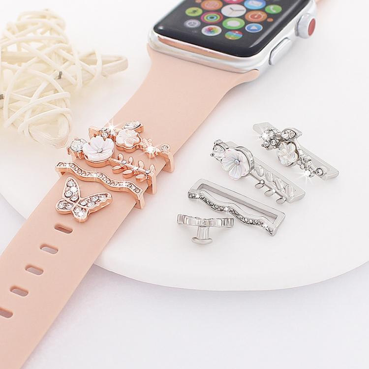 Bộ 4 chiếc / Bộ dây đeo đồng hồ thông minh silicone rộng 22mm với vòng trang trí kim loại