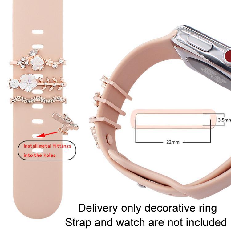 Bộ 4 chiếc / Bộ dây đeo đồng hồ thông minh silicone rộng 22mm với vòng trang trí kim loại