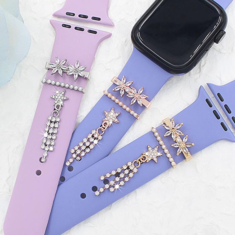 Bộ 3 chiếc dây silicone đồng hồ thông minh rộng 22mm kèm vòng trang trí kim loại, số 1, 2, 3, 4, 5, 6