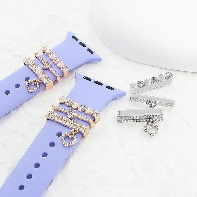 Bộ 3 chiếc dây silicone đồng hồ thông minh rộng 22mm kèm vòng trang trí kim loại, số 1, 2, 3, 4, 5, 6
