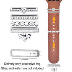 Bộ 5 chiếc dây silicone đồng hồ thông minh rộng 20mm kèm vòng trang trí kim loại, Vàng 1, Bạc 2, Vàng hồng 3, Vàng hồng 4, Bạc 5, Vàng hồng 6, Vàng 7, Vàng hồng 8, Vàng 9